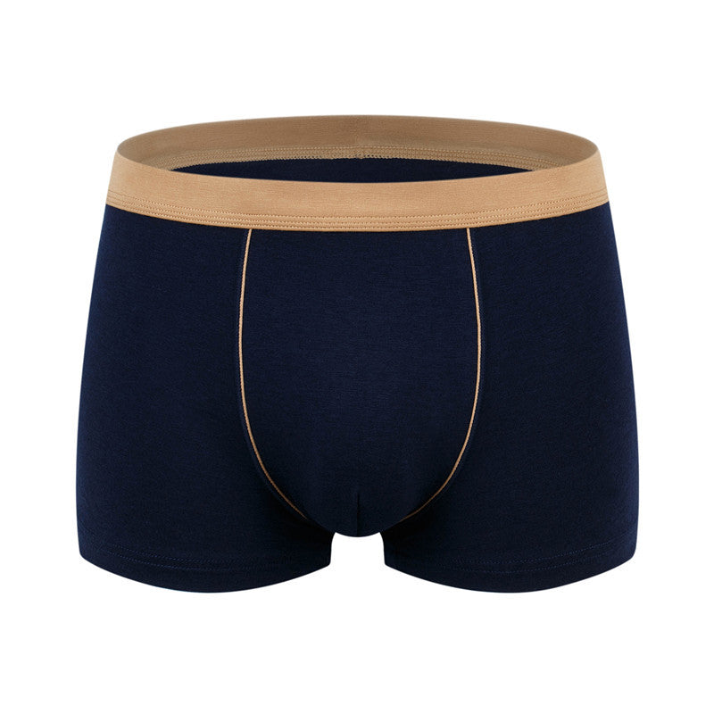 Men's cotton boxer briefs by IBG, breathable plus size underwear, close-up of the comfortable, stretchy waistband and fabric.