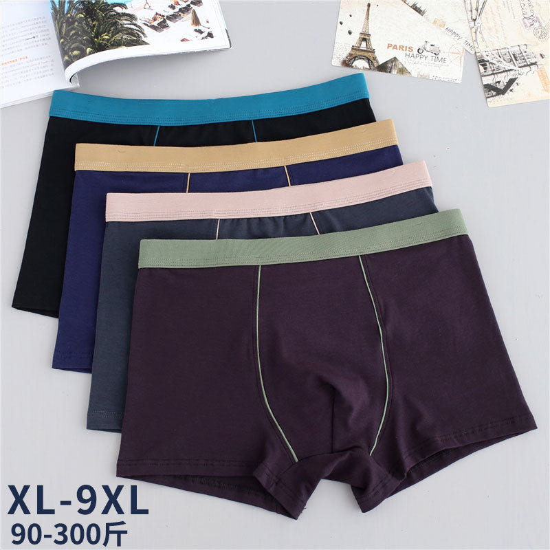 Men's IBG cotton boxer briefs, breathable plus size men's underwear, close-up of soft waistband and fabric texture.