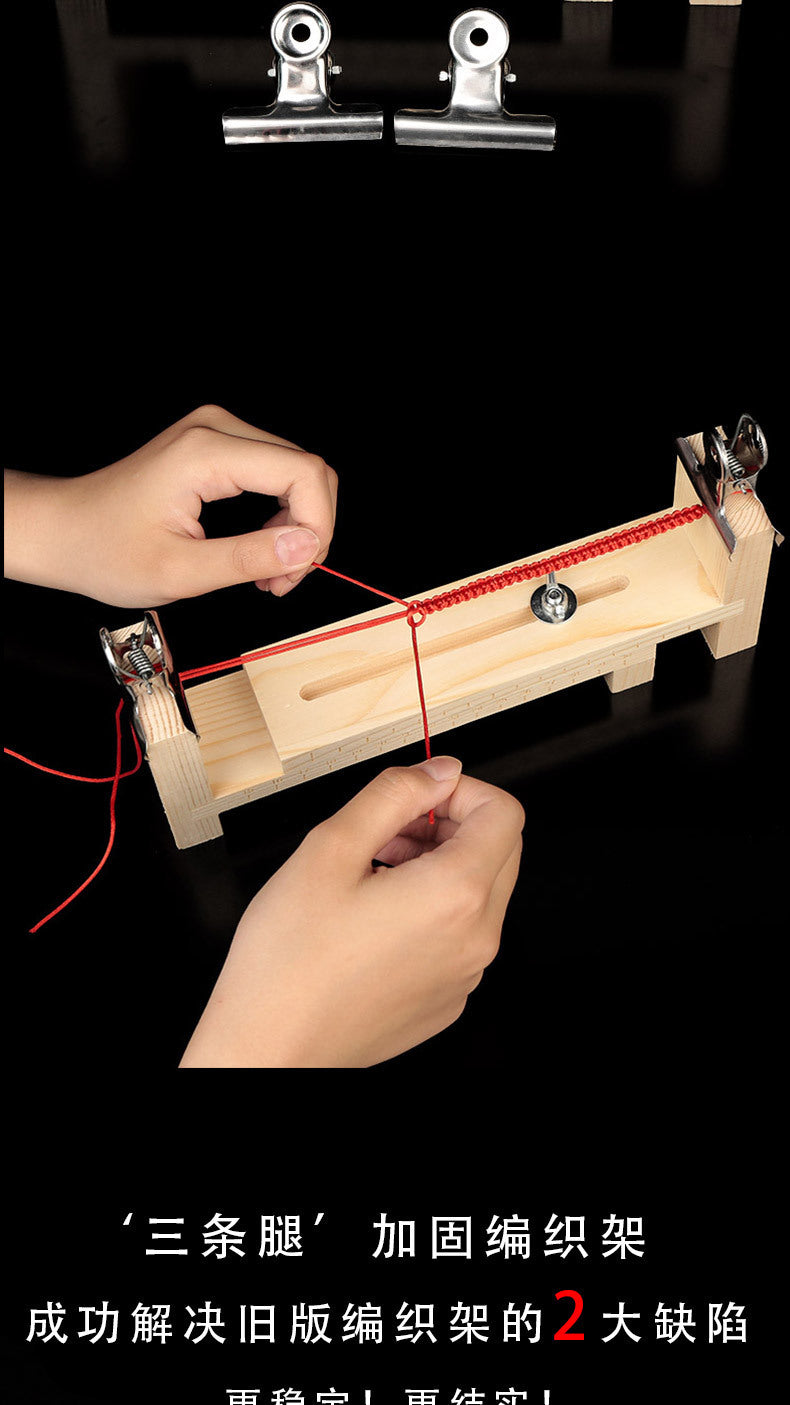 Wooden bracelet weaving stand by IBG for DIY jewelry making, showcasing a sturdy craft tool for bracelet weaving projects.