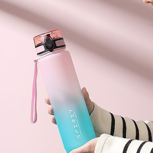 Large IBG fitness water bottle, 500ml or 1000ml, with a clear plastic body and screw-on lid for outdoor and sports activities.