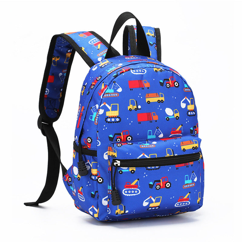 Kids lightweight cartoon backpack from IBG, 10.6-inch school bag with colorful cartoon design and adjustable straps.