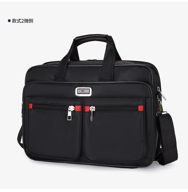 Men's lightweight IBG laptop briefcase with padded compartments and sturdy handles, ideal for business travel.
