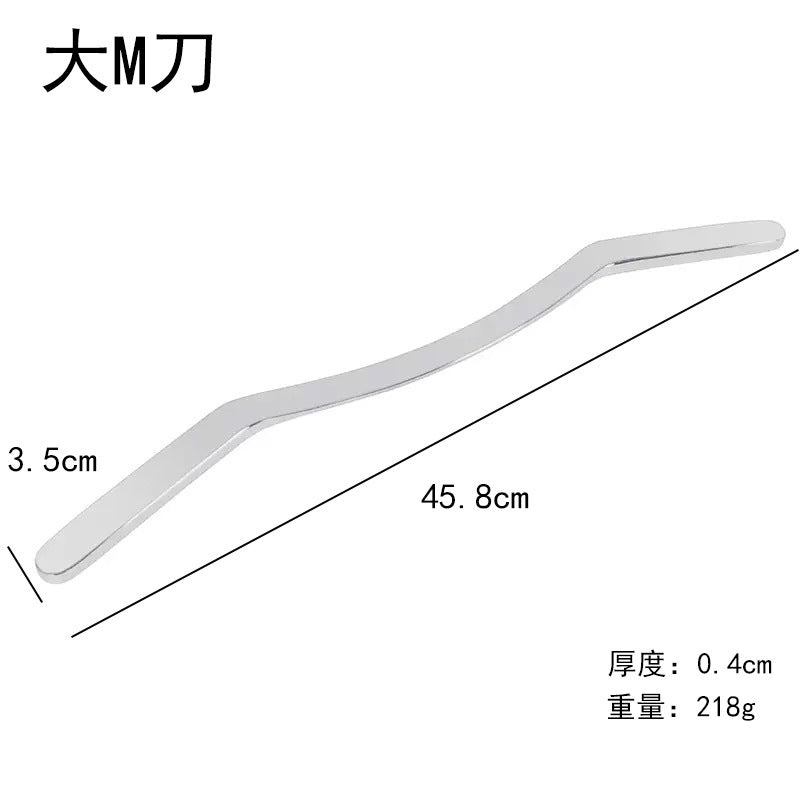 IBG stainless steel Gua Sha massage tool for facial and body skincare, with smooth, polished surface for gentle massage.