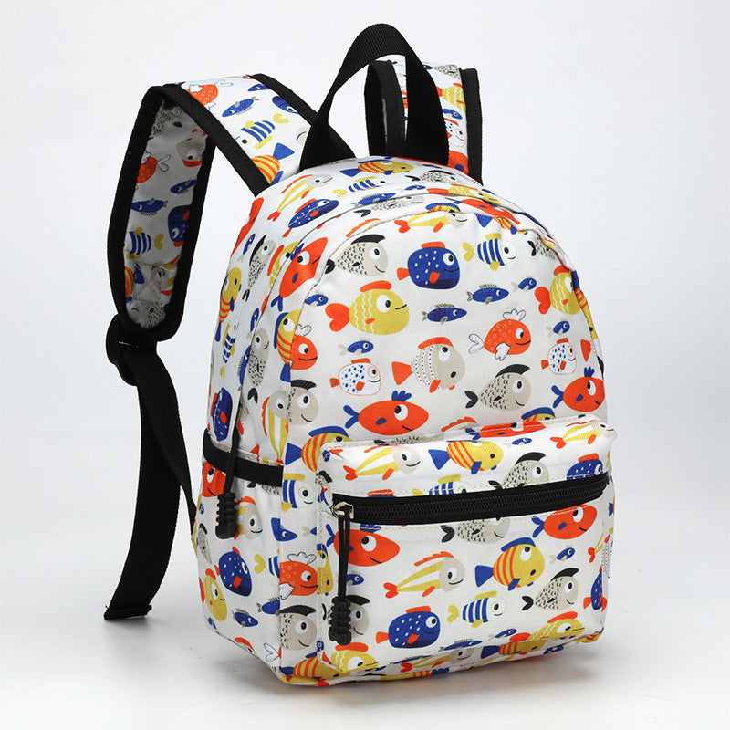 Kids lightweight cartoon backpack by IBG, 10.6-inch school bag with colorful cartoon design and adjustable straps for children.