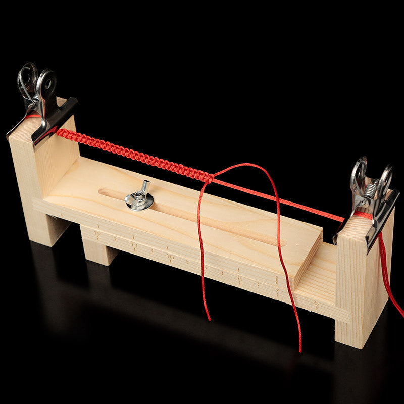 IBG wooden bracelet weaving stand, DIY jewelry tool for creating woven bracelets, made of smooth wood with adjustable design.