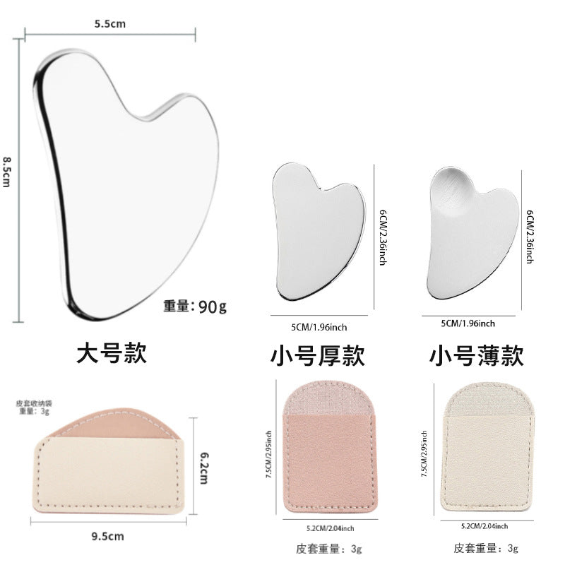 IBG stainless steel Gua Sha massage tool for facial and body skincare in a sleek, polished design.