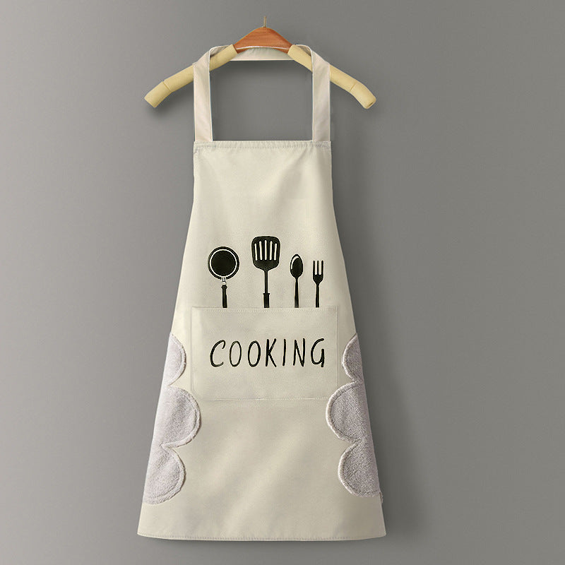 IBG waterproof kitchen apron for cooking and cleaning, durable and stain-resistant, with adjustable neck strap and front pockets.