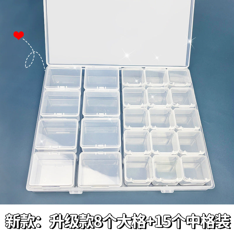 IBG transparent jewelry storage box with multiple compartments, ideal for organizing rings, necklaces, and small accessories.