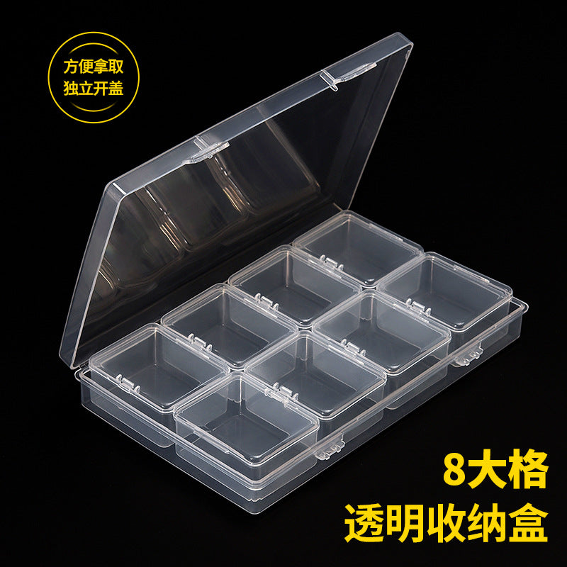 Transparent jewelry storage box by IBG with multiple compartments for organizing rings, necklaces, and earrings.