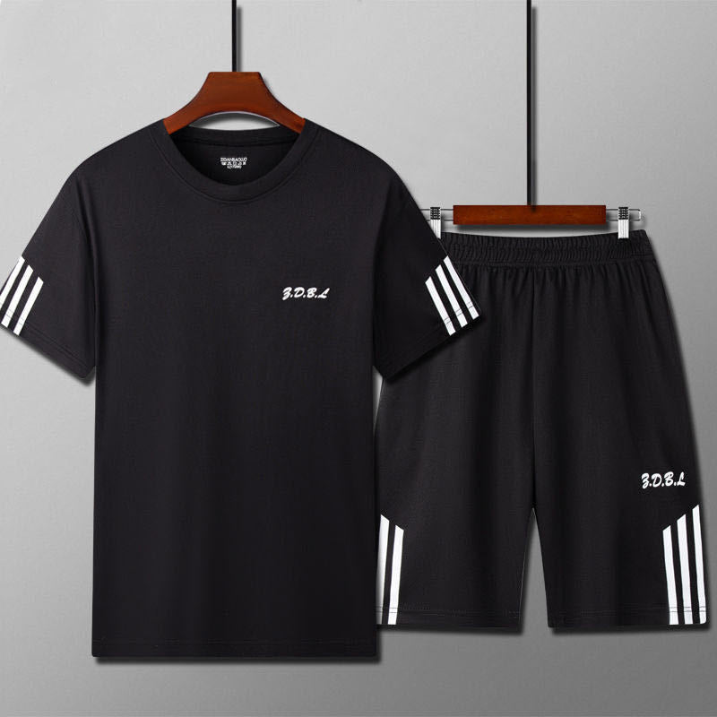 IBG men's quick-dry sports set with breathable T-shirt and training shorts, ideal for fitness and outdoor activities