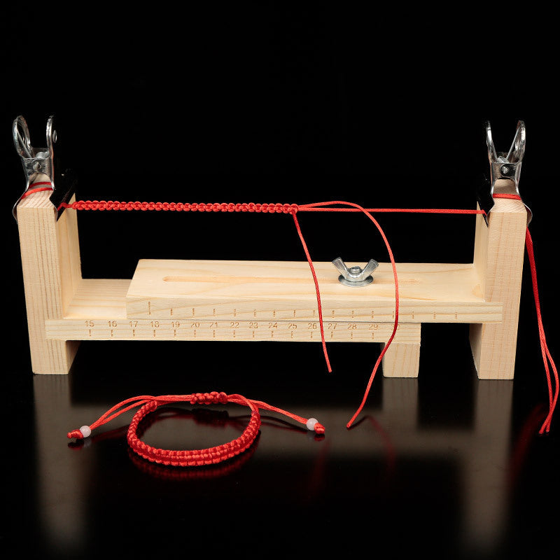 IBG wooden bracelet weaving stand for DIY jewelry making, sturdy wooden tool for creating woven bracelet designs.