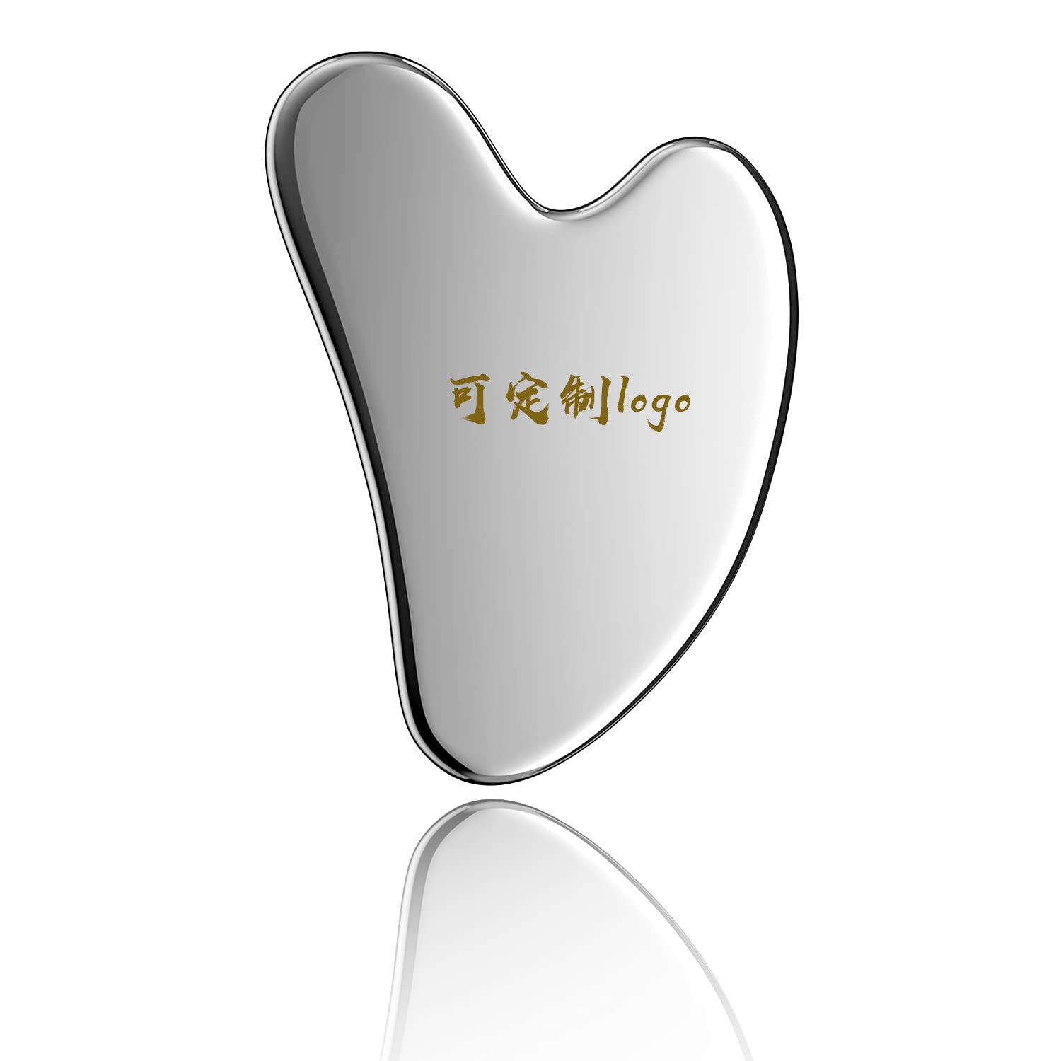 IBG stainless steel Gua Sha massage tool for facial and body skincare, smooth and contoured for effective massage.