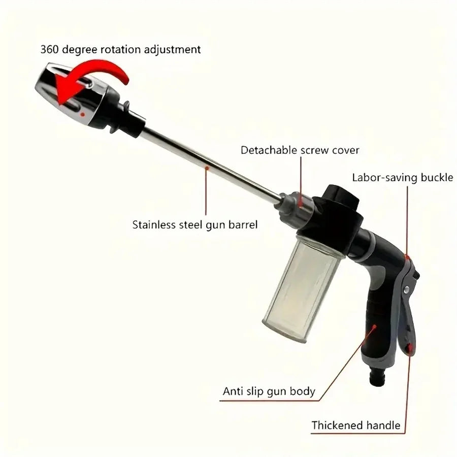 IBG adjustable high-pressure water gun for car washing and gardening, featuring a durable nozzle attachment.