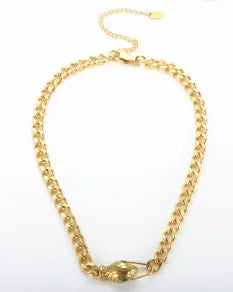 Stainless steel ball chain necklace by IBG, minimal everyday jewelry, close-up of sleek, polished metallic ball chain design.