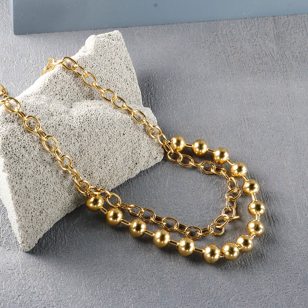 Stainless steel ball chain necklace by IBG, minimal everyday jewelry with a sleek, polished design for versatile style.