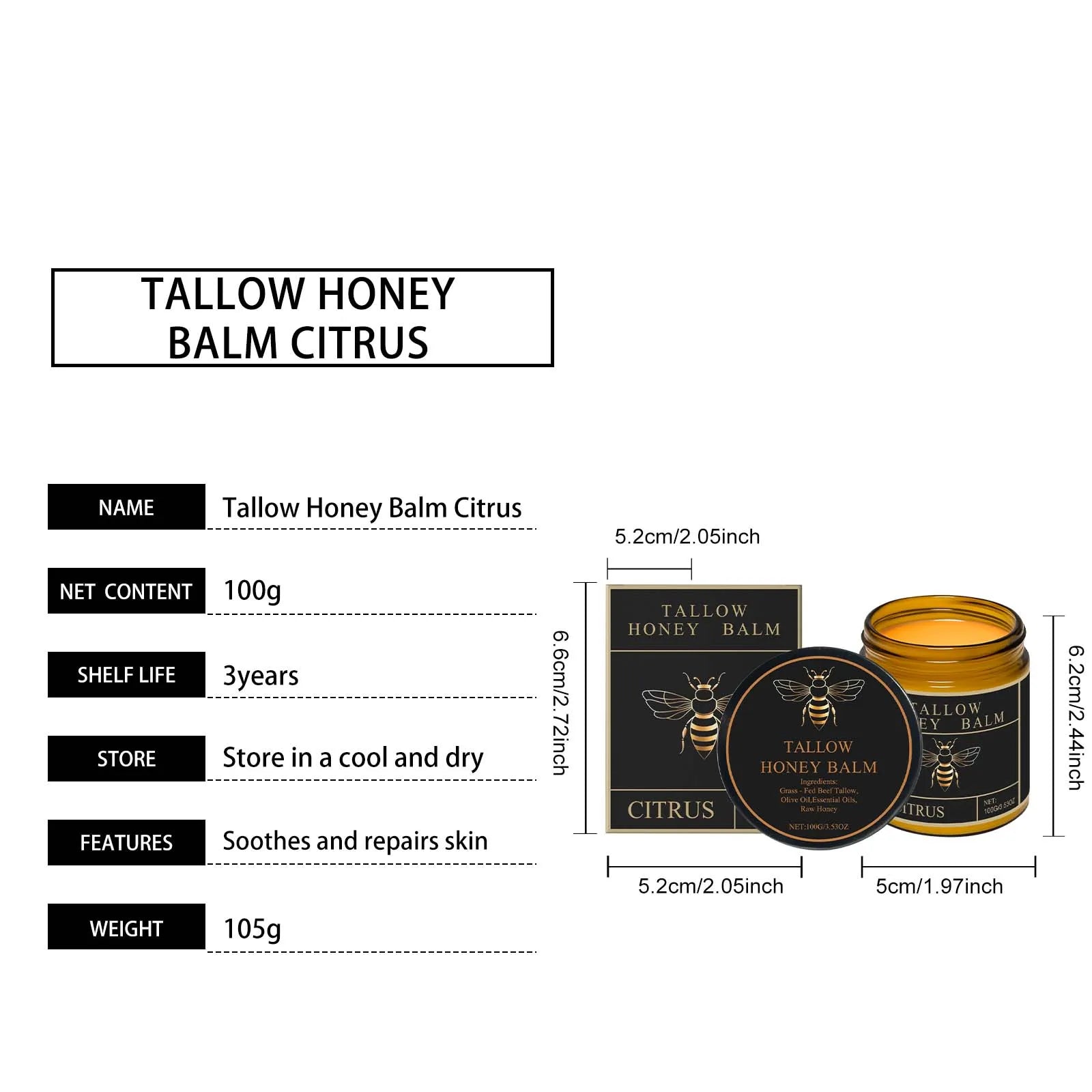 IBG Tallow Honey Moisturizer face and body cream in a jar, showing creamy, hydrating skincare for face and body.