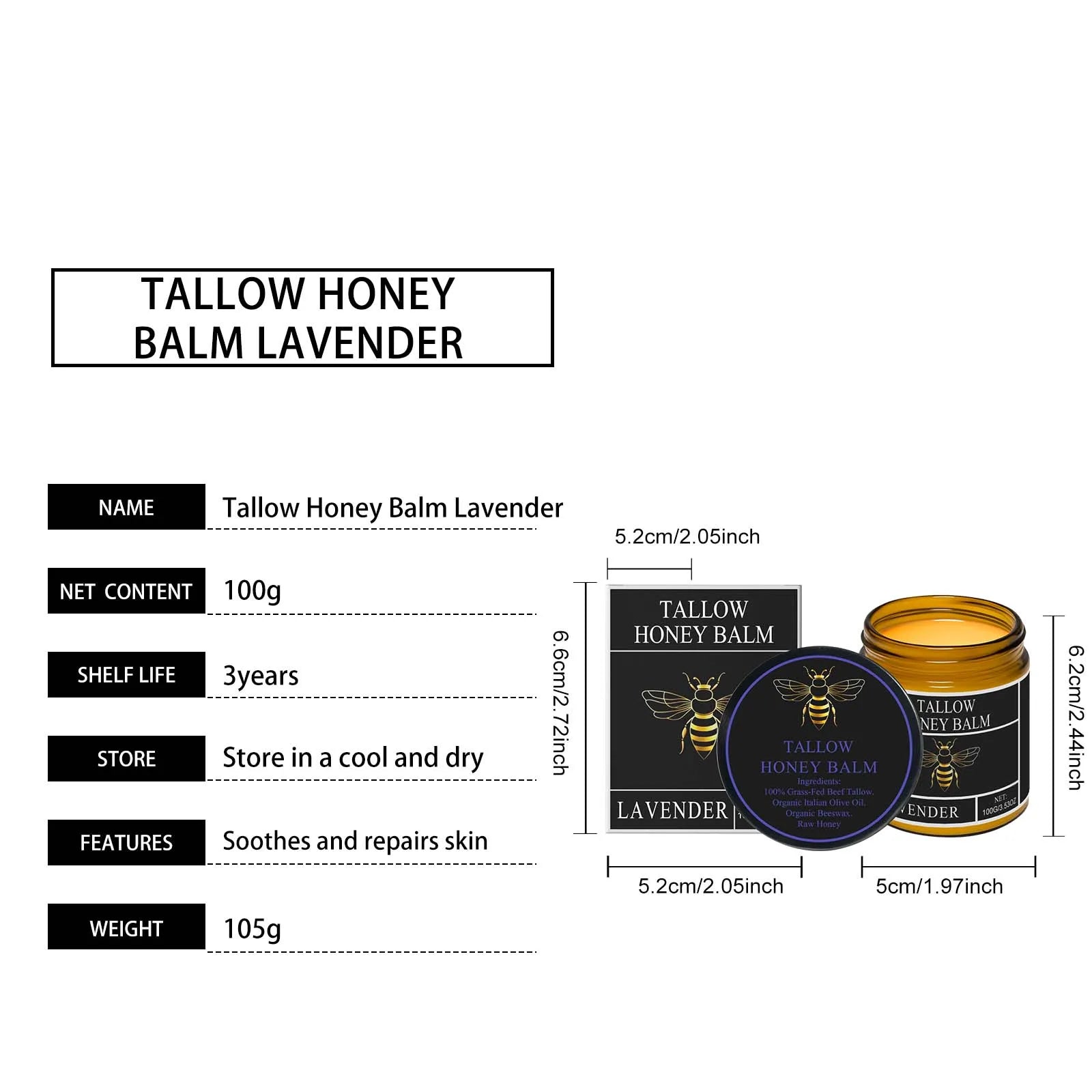 IBG Tallow Honey Moisturizer face and body cream with hydrating, natural ingredients in a smooth, creamy texture.
