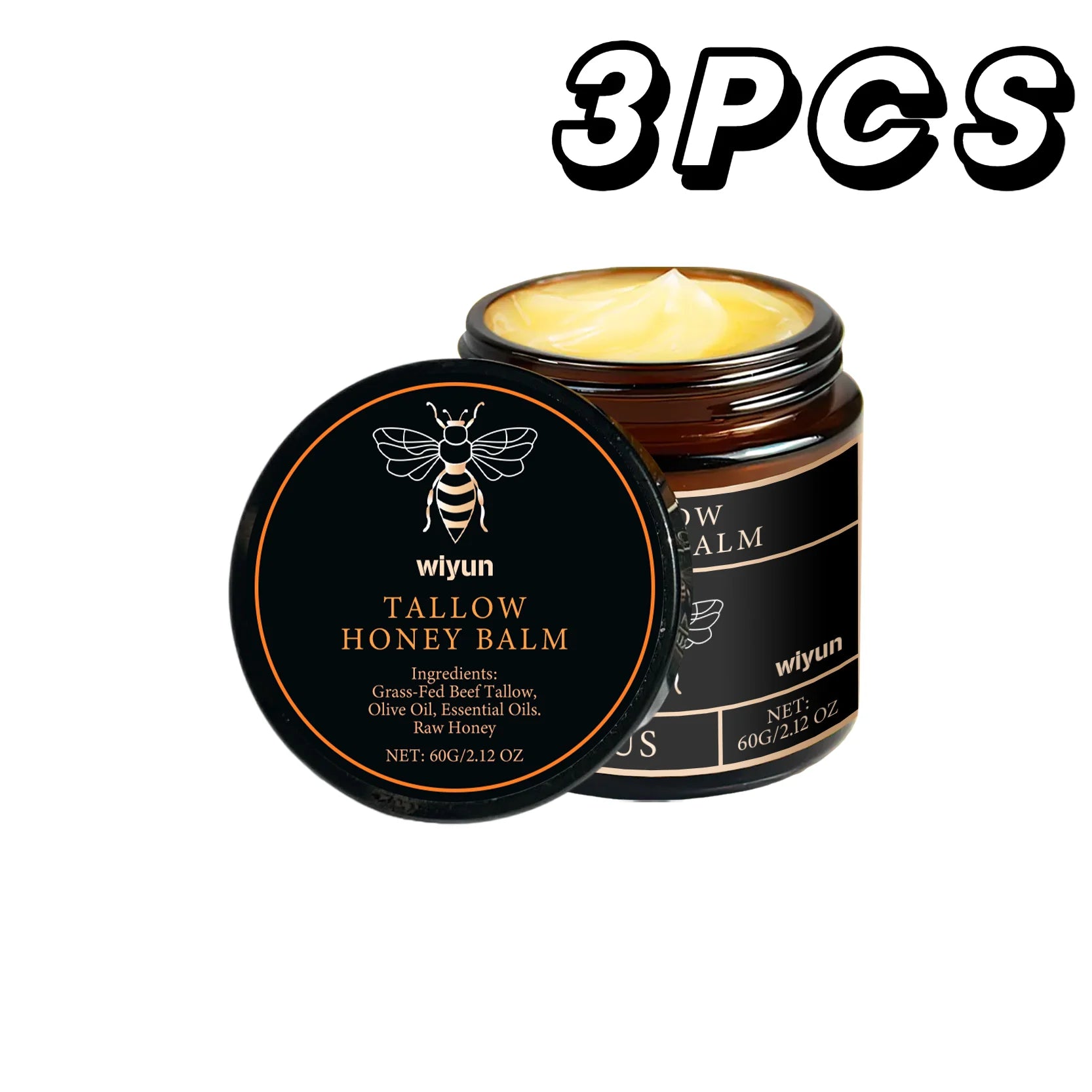 IBG Tallow Honey Moisturizer face and body cream in a jar, showing its creamy texture and natural ingredients for hydrating skin