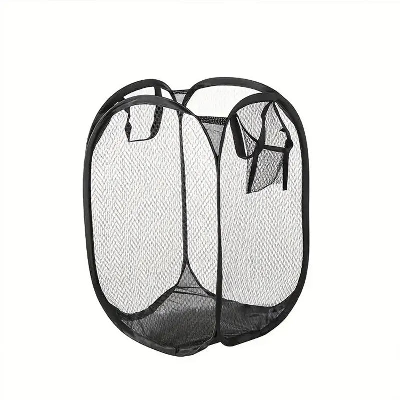 Large IBG foldable mesh laundry basket, a pop-up storage hamper with breathable mesh design for home organization.