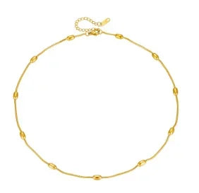 Stainless steel ball chain necklace by IBG, minimal everyday jewelry with small round beads on a sleek chain.