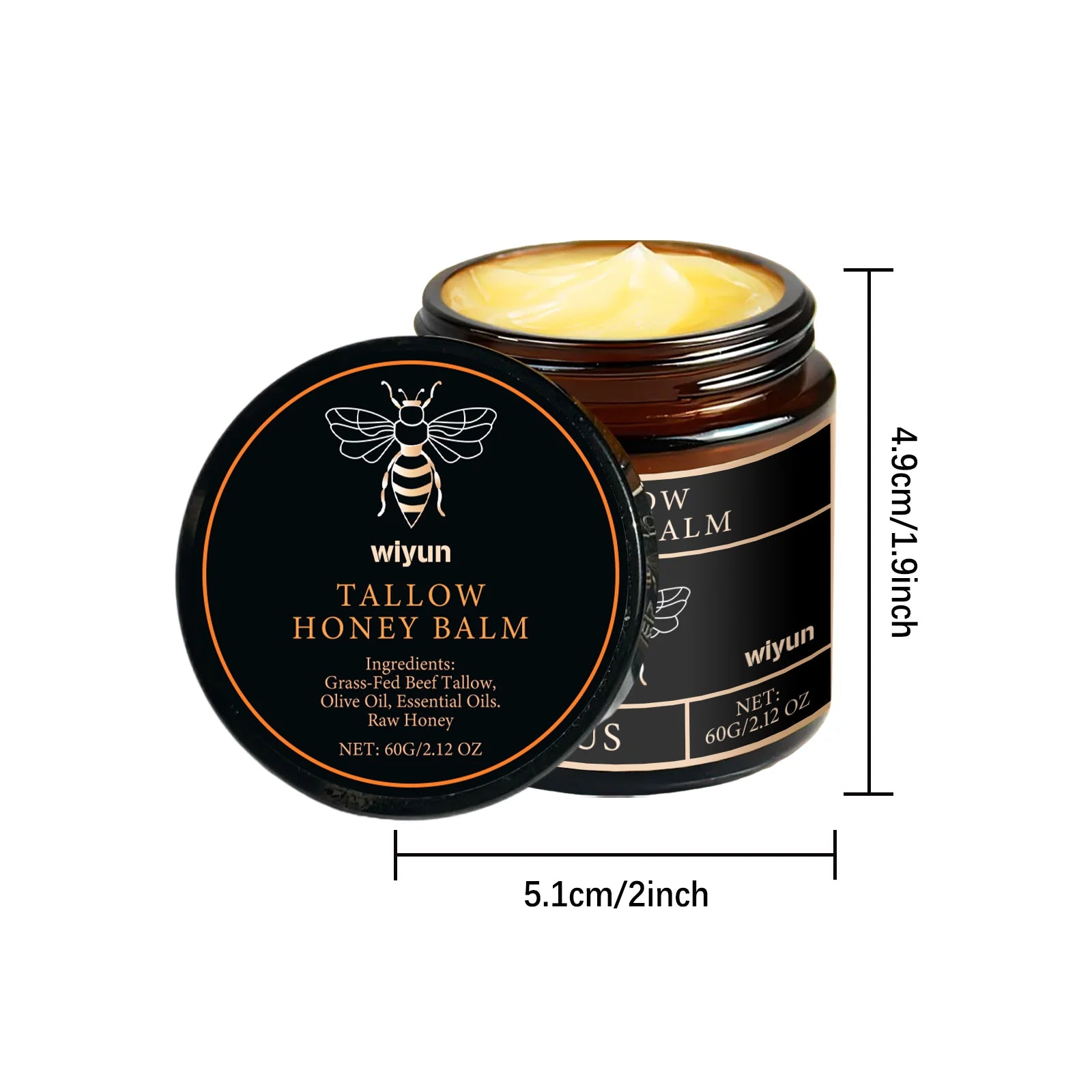 IBG Tallow Honey Moisturizer, hydrating cream for face and body, with a smooth, creamy texture and natural ingredients.